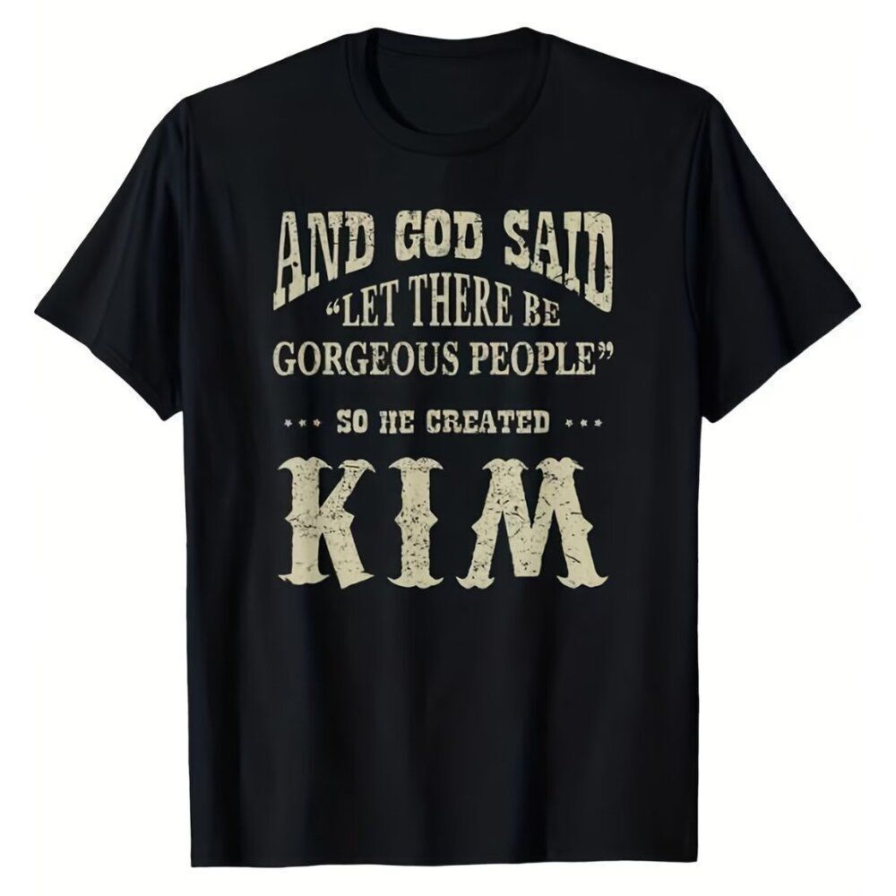 Funny T-Shirt- "And God Said..." Crisp Graphic Print on Black Cotton Fabric 18
